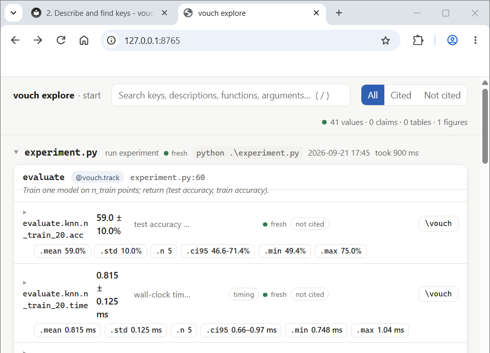vouch explore browsing recorded values by script and function