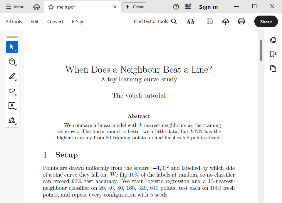 A number in the compiled PDF as a clickable link to its provenance