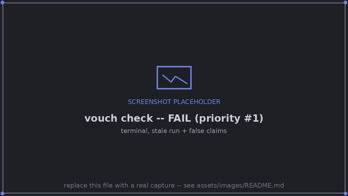 vouch check failing after a code change, with stale runs and false claims